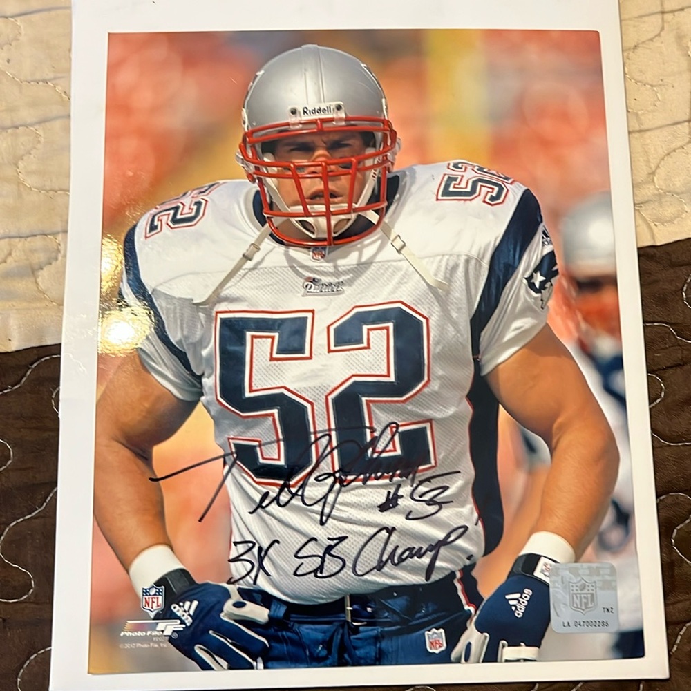 NFL Football Player SIGNED Photograph - Ted Johnson #52 Patriots